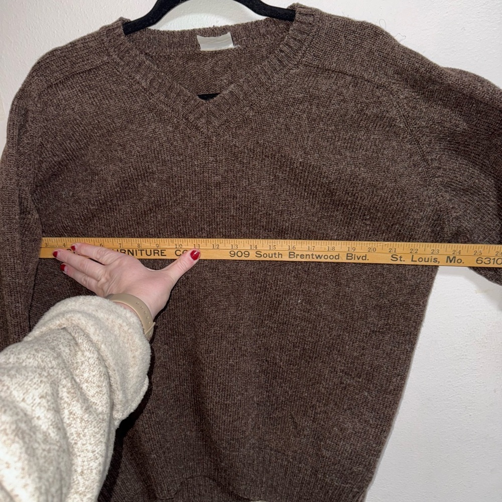 Vintage Shetland Wool V-Neck Sweater XXL Brown - Picture 6 of 8